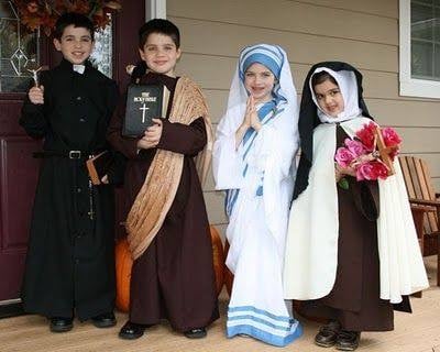 children in costume at all saints day.