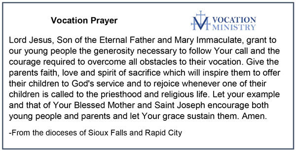 Vocation Prayer from Sioux Falls and Rapid City