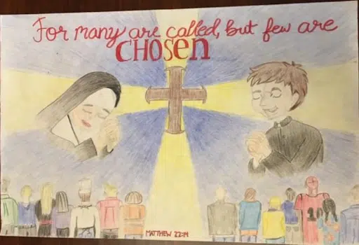 Poster of Nun & Priest drawn by child